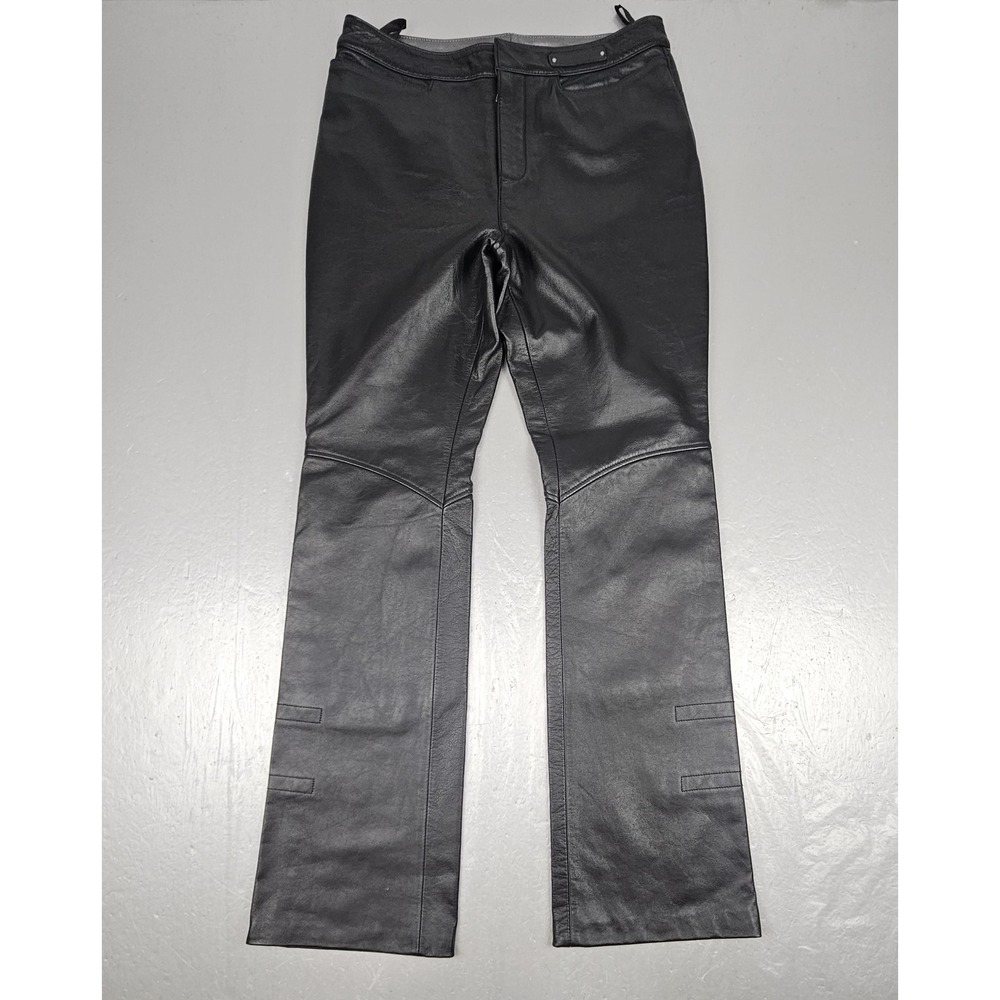 Harley Davidson Riding Pants Womens Large 36/8 Genuine Black Leather Motorcycle